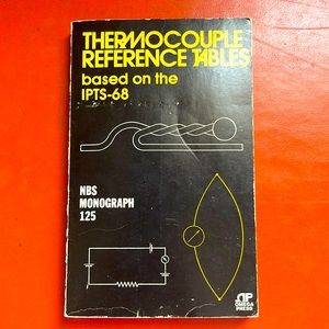 Thermocouple reference tables paperback book